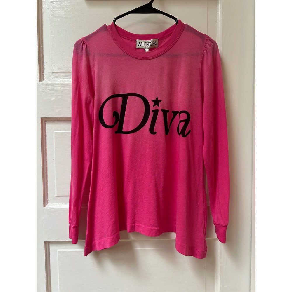 Wildfox Diva Pink Long Sleeve Soft Tee XS NEW!